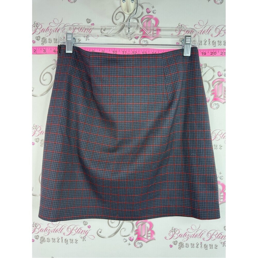 Jacob skirt mini blue red Plaid A-Line Mini Skirt with Red Accents